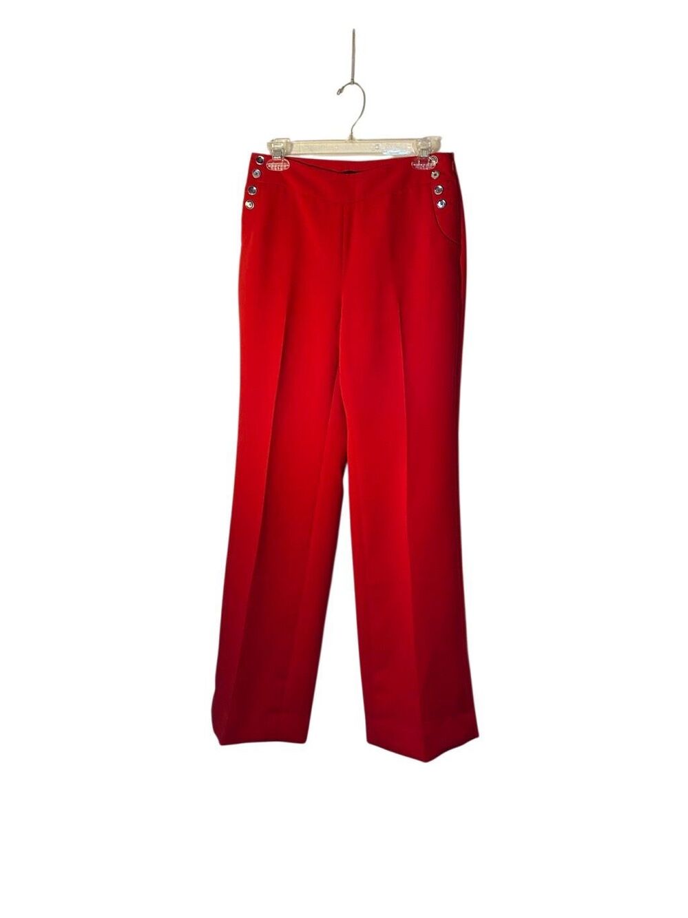 White House Black market fashion flare, sailor style red trousers 4